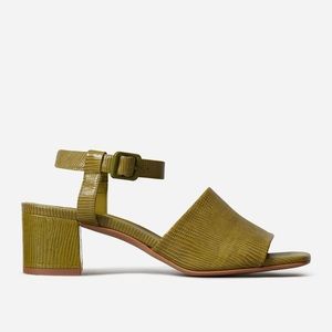 Everlane Block Heel Sandals in Moss Lizard